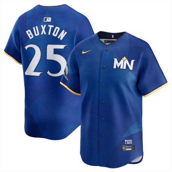 Mens Minnesota Twins #25 Byron Buxton Royal 2024 City Connect Limited Stitched Jersey Dzhi